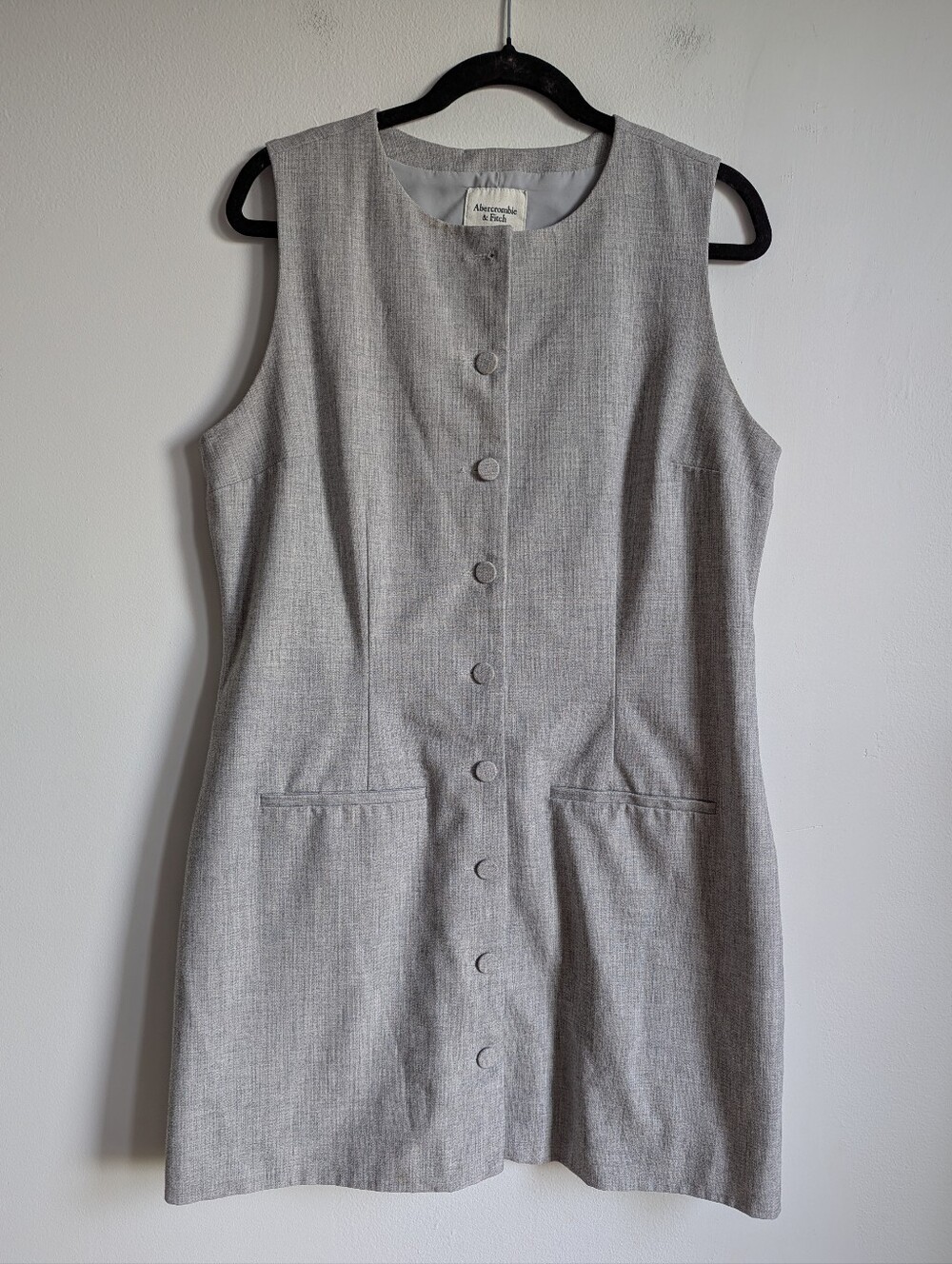 Abercrombie & Fitch Gray Button Front Sheath Mini Dress LT Corporate Academia